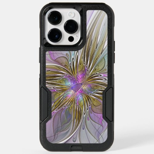 Floral Colorful Abstract Fractal With Pink  Gold OtterBox iPhone 14 Pro Max Case