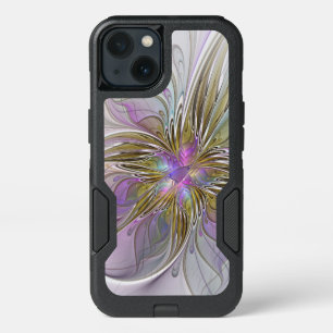 Floral Colorful Abstract Fractal With Pink & Gold iPhone 13 Case