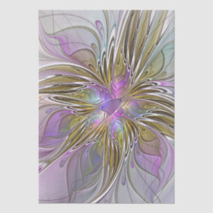 Floral Colorful Abstract Fractal With Pink & Gold Tissue Paper