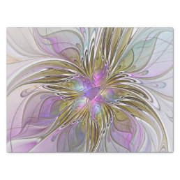 Floral Colorful Abstract Fractal With Pink &amp; Gold Tissue Paper