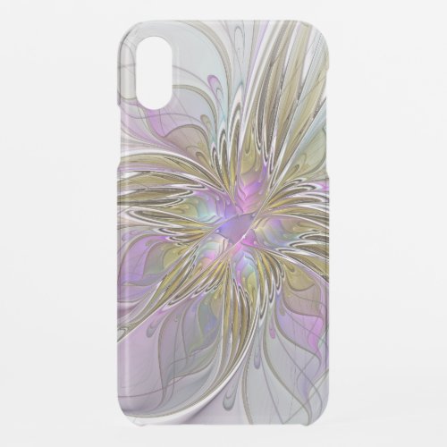 Floral Colorful Abstract Fractal With Pink  Gold iPhone XR Case