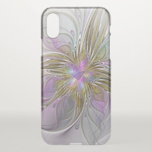 Floral Colorful Abstract Fractal With Pink & Gold iPhone XS Case