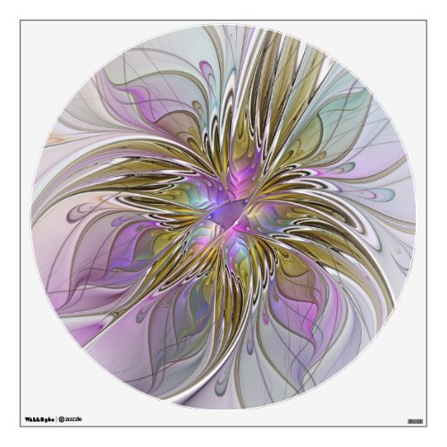 Floral Colorful Abstract Fractal With Pink  Gold Wall Decal