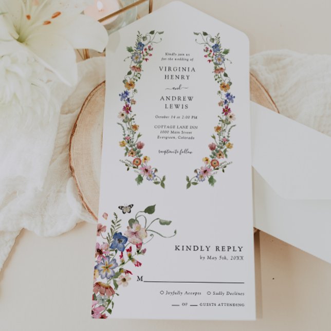 Floral Colorful All In One Invite (Floral Colorful Wedding All In One Invite by Painted Paperie
)