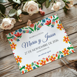 Floral Colorful Botanical Flowers Spanish Wedding Save The Date