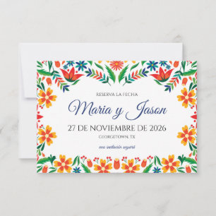Floral Colorful Botanical Flowers Spanish Wedding Save The Date