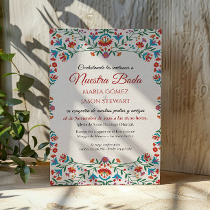 Floral Colorful Botanical Romantic Spanish Wedding Invitation