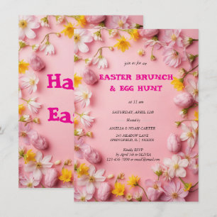 Floral Colorful Easter BRUNCH & HUNT Invitation