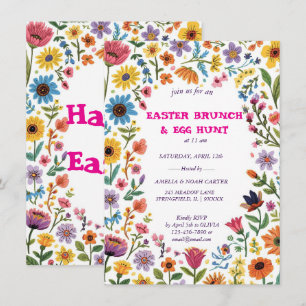 Floral Colorful Easter BRUNCH & HUNT Invitation