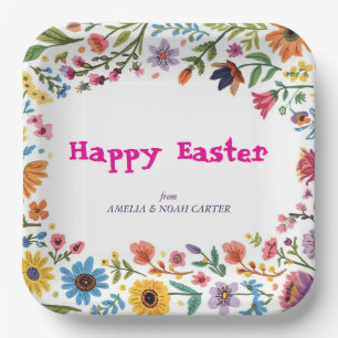 Floral Colorful Easter BRUNCH & HUNT Paper Plates