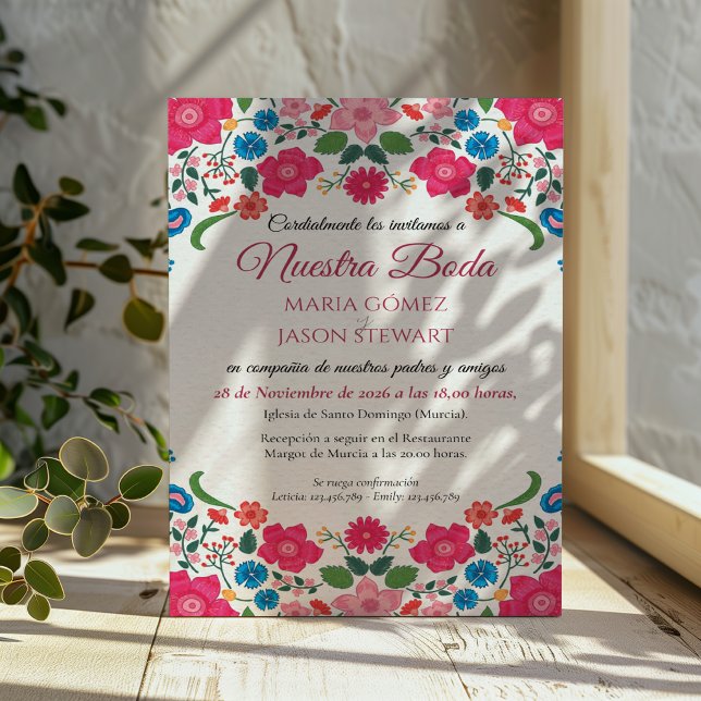 Floral Colorful Elegant Boda Spanish Wedding Invitation (Floral Colorful Elegant Boda Spanish Wedding Invitation)