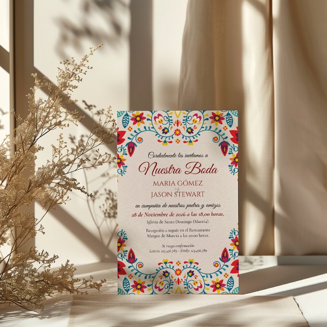 Floral Colorful Elegant Boda Spanish Wedding Invitation (Floral Colorful Elegant Boda Spanish Wedding Invitation)