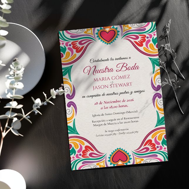 Floral Colorful Fiesta Boda Spanish Wedding Invitation (Floral Colorful Fiesta Boda Spanish Wedding Invitation)