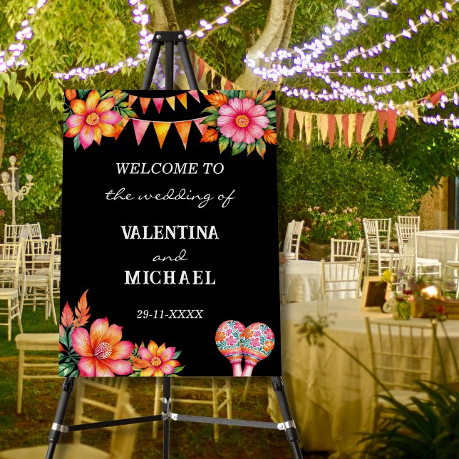 Floral Colorful Fiesta Mexican Wedding Welcome  Foam Board (Creator Uploaded)