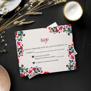 Floral Colorful Fiesta Spanish Wedding RSVP Card