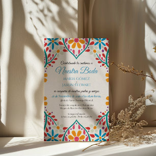 Floral Colorful Flowers Boda Spanish Wedding Invitation