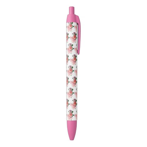 Floral Colorful Flowers Roses Green Pink Red Blue Ink Pen