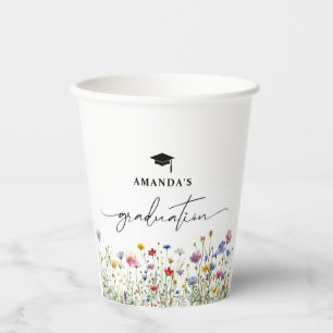 Floral colorful Graduation Party  Paper Cups