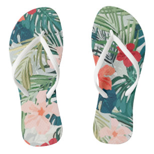 Floral Colorful Hawaiian Pattern Flip Flops