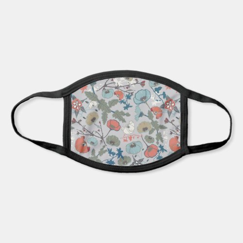 Floral Colorful Joyful Blue Orange Green Gray Face Mask