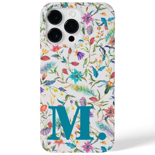 Floral Colorful Monogram Initial Letter Case-Mate iPhone 14 Pro Max Case