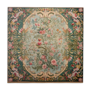 Floral Colorful Oriental Carpet Ceramic Tile