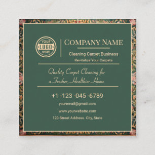 Floral Colorful Oriental Carpet Square Business Card