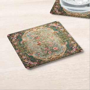 Floral Colorful Oriental Carpet Square Paper Coaster