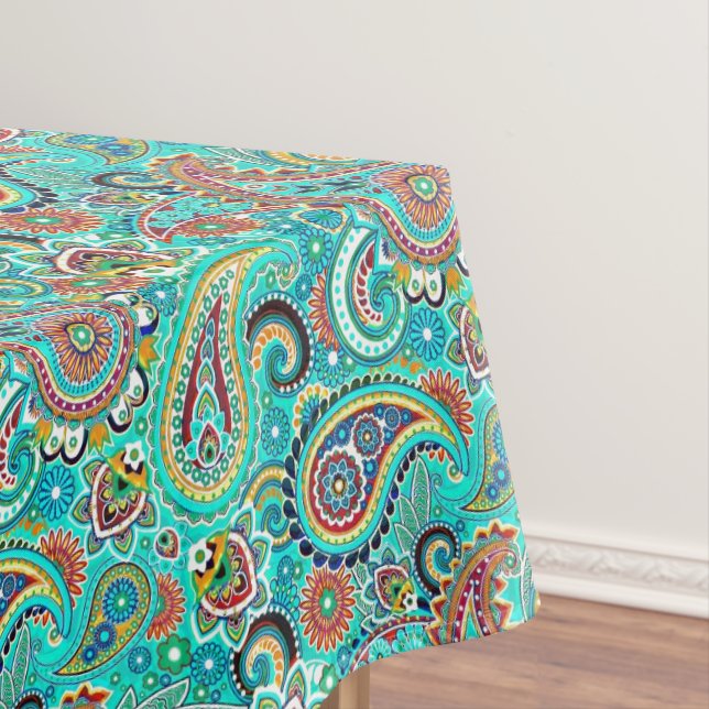 Floral Colorful Paisley Tablecloth (In Situ)