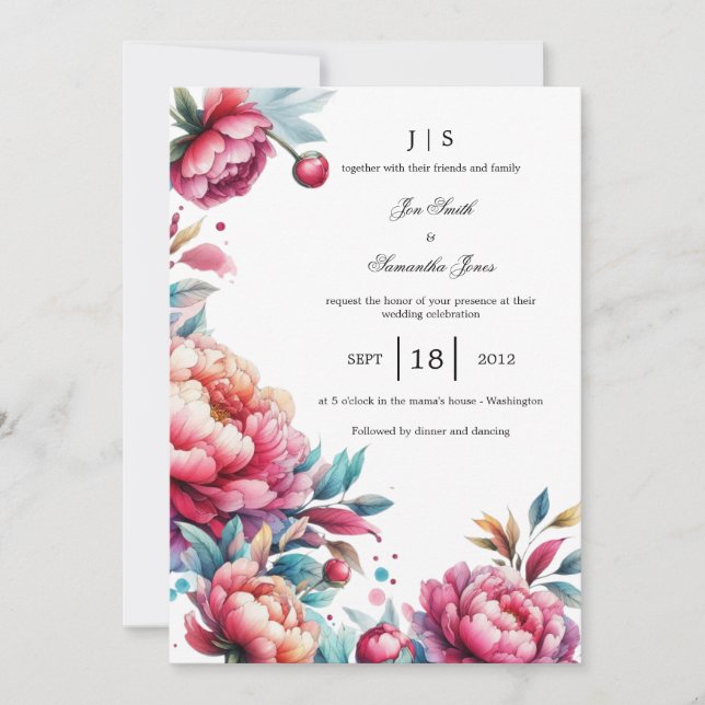 floral colorful summer invitation (Front)