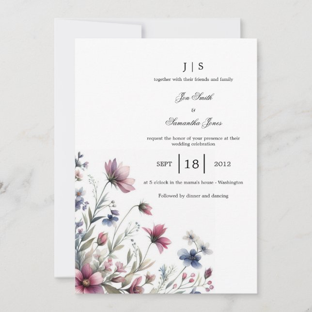 floral colorful summer invitation (Front)