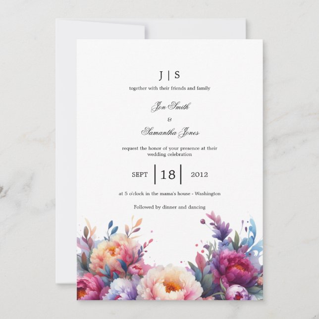 floral colorful summer invitation (Front)