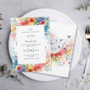 floral colorful summer invitation