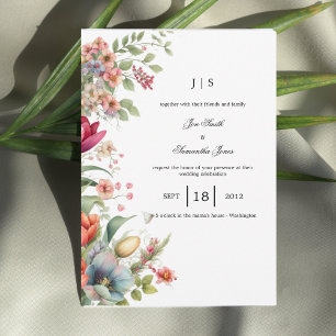 floral colorful summer invitation