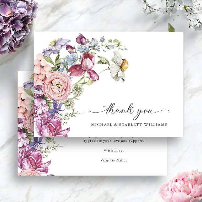 Floral Colorful Thank You Card (Elegant Jewel Tone Floral Colorful Thank You Card by Painted Paperie
)