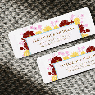 floral colorful vivid wedding rsvp return address label