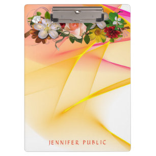 Floral Colorful Watercolor Template Red Pink Clipboard
