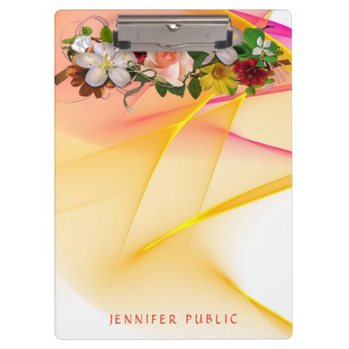Floral Colorful Watercolor Template Red Pink Clipboard