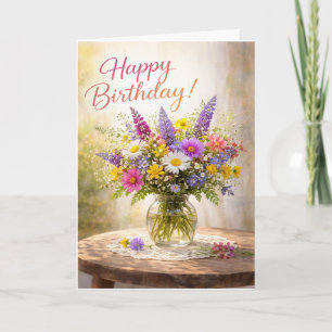 Floral Colorful Wildflowers Birthday Card