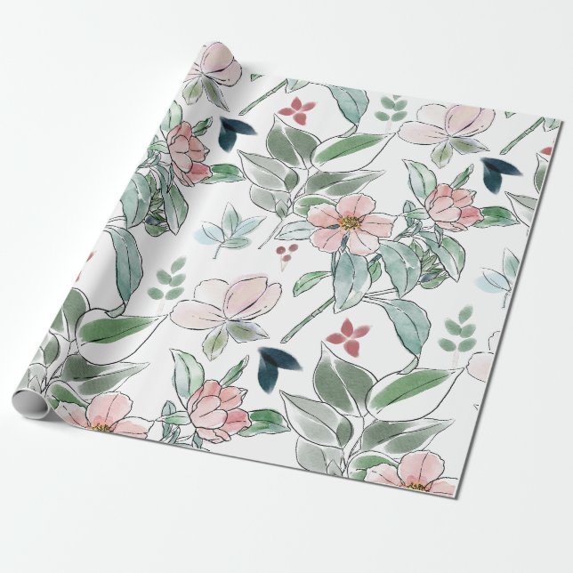 Floral Colorful Wrapping Paper (Unrolled)