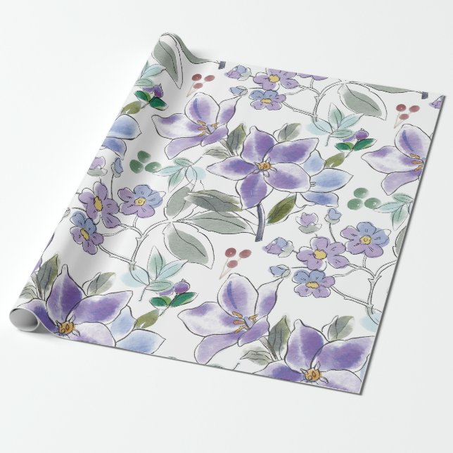 Floral Colorful Wrapping Paper (Unrolled)