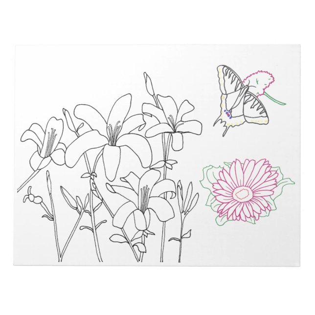 Floral Coloring Pages on Notepads (Front)