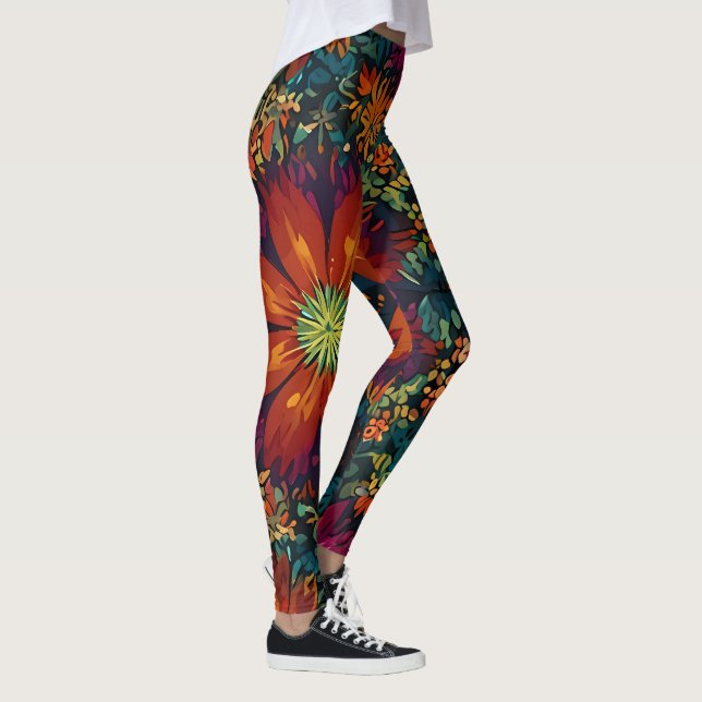 Floral Colourful Design  Leggings (Right)