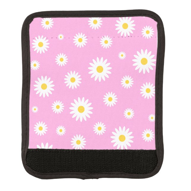 Floral Comfort Luggage Handle Wrap – Pink Daisies (Front)