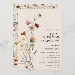 Floral Communion Invitation