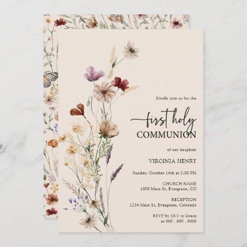 Floral Communion Invitation