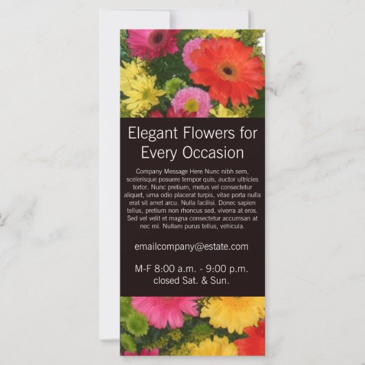 Floral Company Florist Gerber Daisy Rack Card (Back)