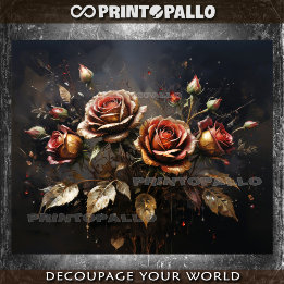 Floral composition of autumn roses - tissue paper