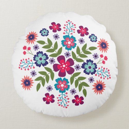 Floral Composition Round Pillow