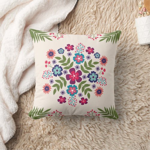 Floral Composition Throw Pillow